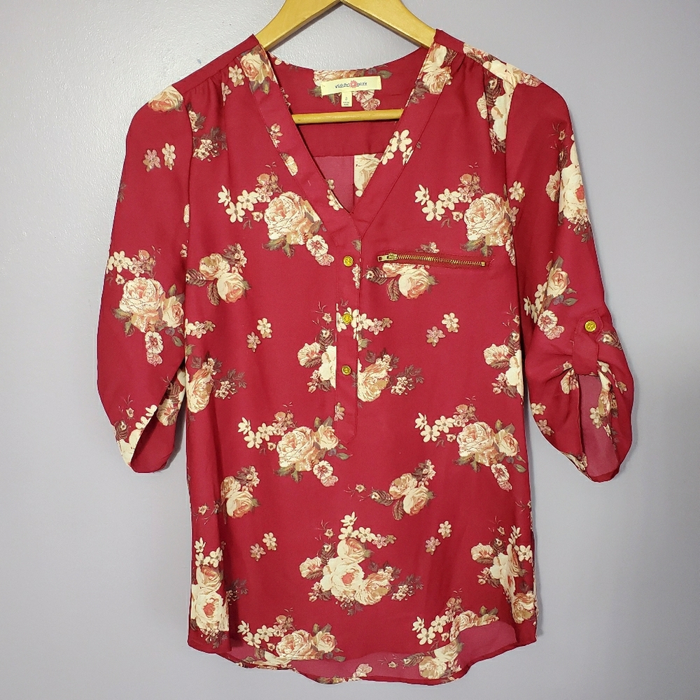 Pink & White Floral Blouse